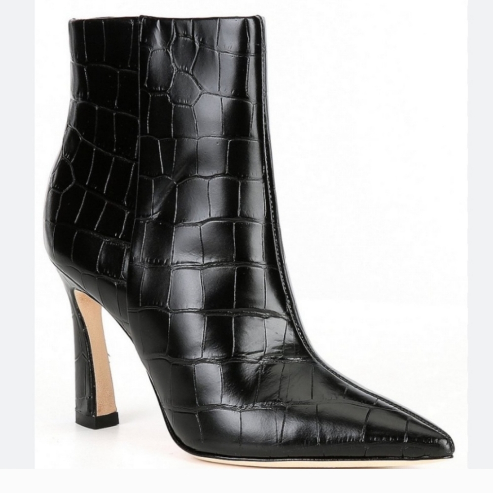 Antonio Melani Gaby Crocodile Embossed Leather Dress Booties